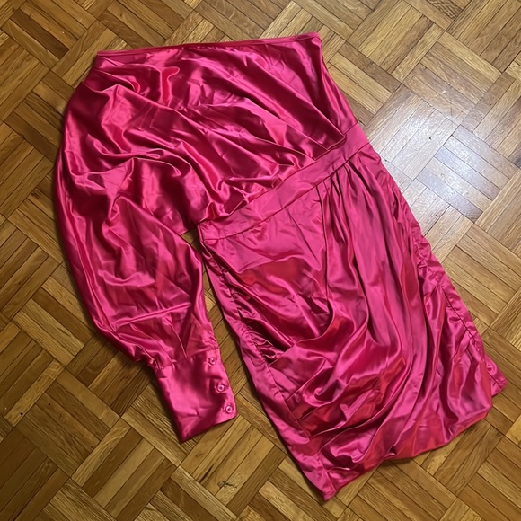 NWT Glamaker fuchsia one shoulder batwing sleeve bodycon dress Size Medium - Picture 4 of 8